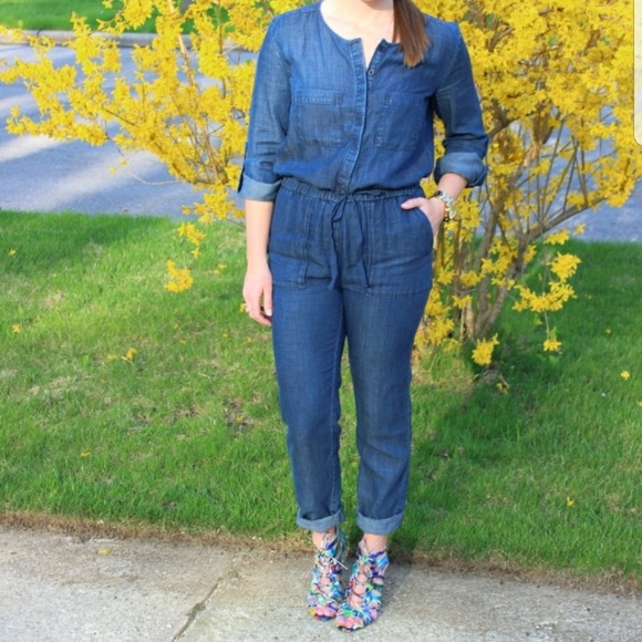 loft denim jumpsuit